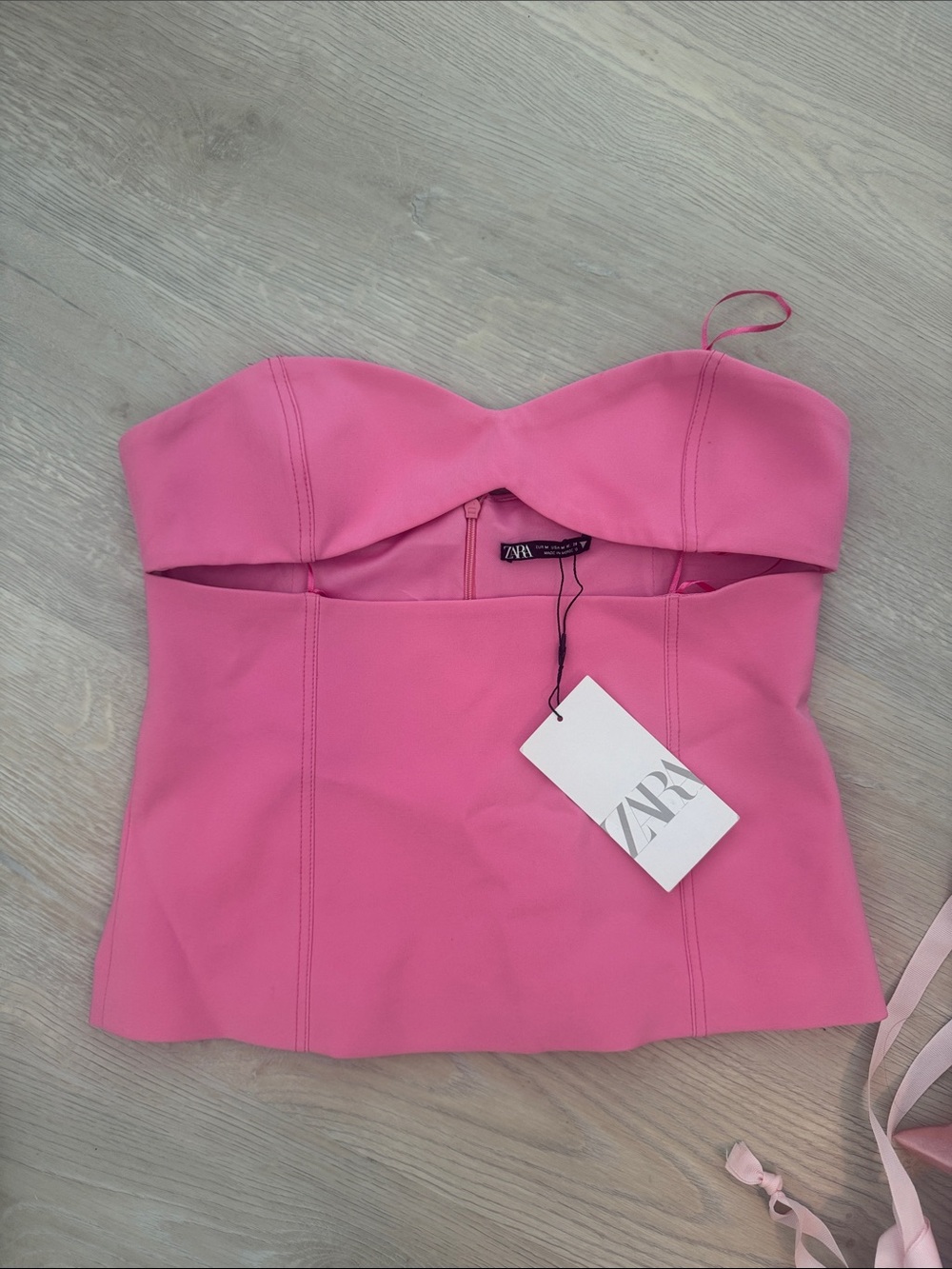ZARA Bright Pink Strapless Bustier Top